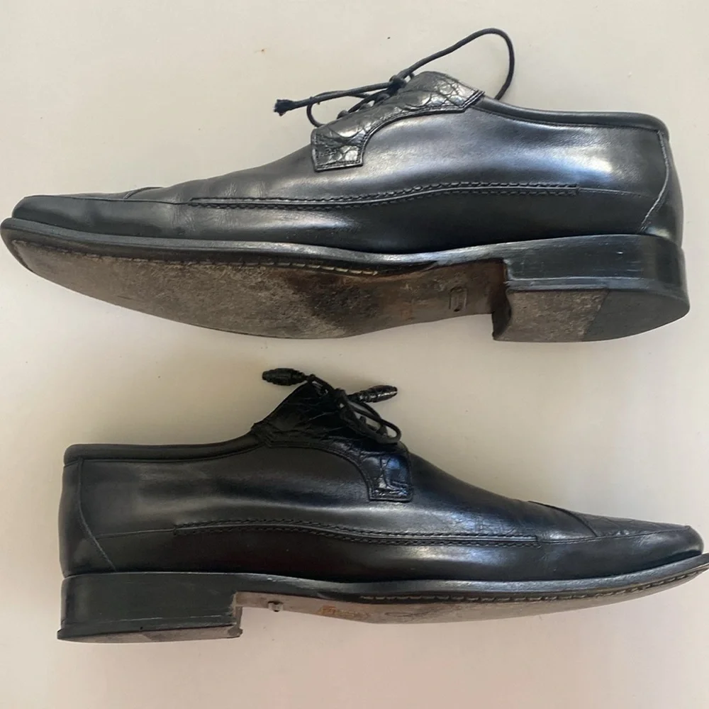 MEZLAN Julian Men's Black Crocodile Leather Dress Shoes Size 10.5 M
